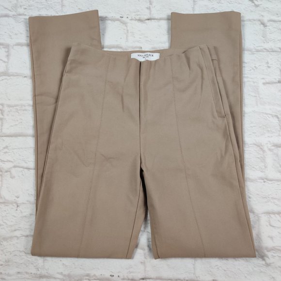 M.M. LaFleur Foster High Rise Dress Slacks Pants Tan Slim Fit Stretch size 4 - Picture 5 of 8
